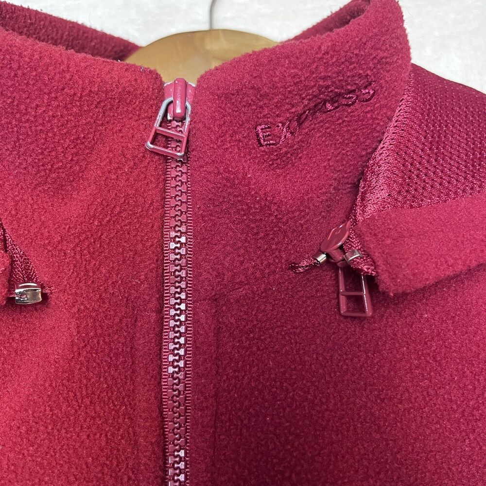 Vintage Y2K Express World Brand Fleece Vest Womens S Hooded Red 90’s Gorpcore - Picture 15 of 16